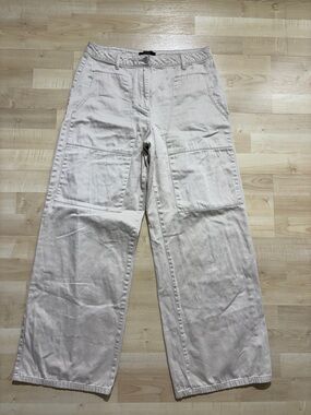 Forever 21 Men's Cream Wide-Leg Cargo Pants